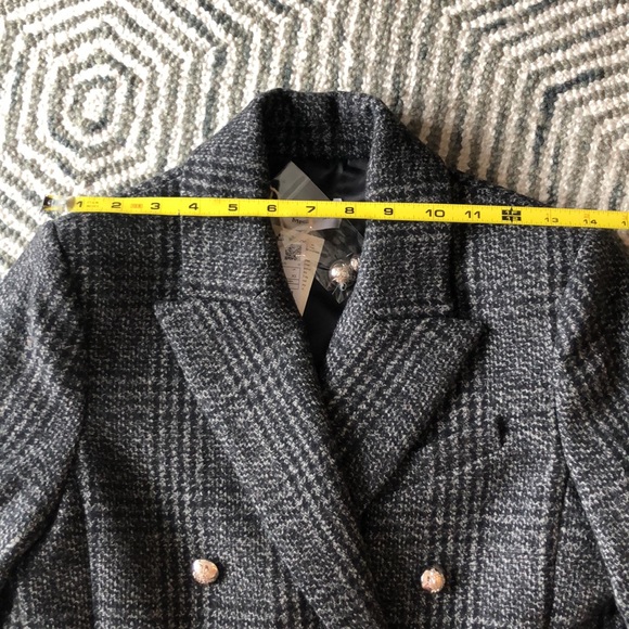 Mango wool blend check blazer coat XS - Picture 7 of 9